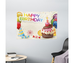 Colorful Party Elements Wide Tapestry