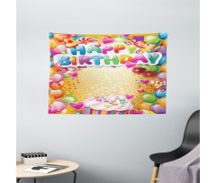 Vivid Balloons Cupcake Wide Tapestry