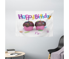 Chocolate Cupcakes Wide Tapestry