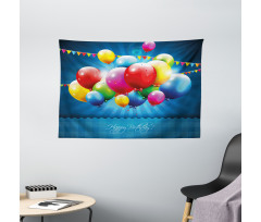 Vibrant Colored Balloons Wide Tapestry