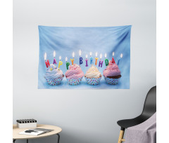 Cupcakes Letter Candles Wide Tapestry