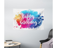 Birthday Message Colorful Wide Tapestry