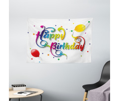 Birthday Words Floral Wide Tapestry