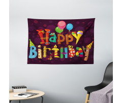 Party Objects as Letters Wide Tapestry