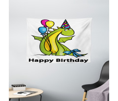Birthday Dinosaur Wide Tapestry