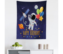 Parti Mikrofiber Duvar Halısı Balonlu Astronot