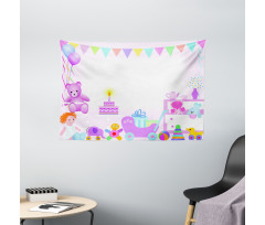 Baby Girl Birthday Wide Tapestry