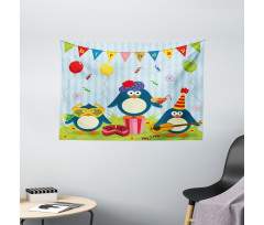Birthday Penguin Wide Tapestry