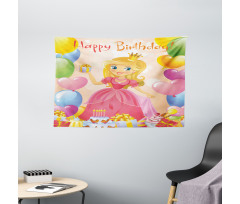 Girl Princess Themed Wide Tapestry