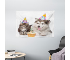 Birthday Party Cones Wide Tapestry
