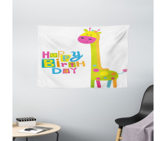 Birthday Baby Giraffe Wide Tapestry