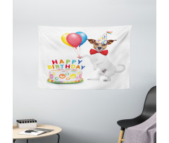 Dance Party Dog Cake Wide Tapestry