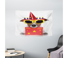 Party Dog Sunglasses Wide Tapestry