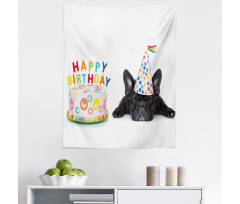 Doğum Günü Mikrofiber Duvar Halısı Uyuyan Siyah Köpek