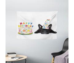 Bulldog Party Cake Wide Tapestry