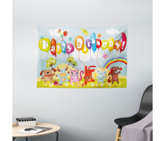 Farm Barn Animals Wide Tapestry