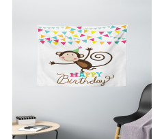 Monkey Cone Flag Wide Tapestry