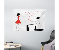 Couple with Hearts Wide Tapestry