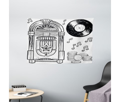 Music Box Notes Coins Wide Tapestry