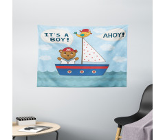 Baby Shower Bear Wide Tapestry