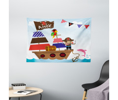 Pirate Ship Ocean Wide Tapestry