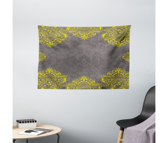 Yellow Grey Florals Wide Tapestry