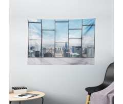Office in Skyscrapers Wide Tapestry