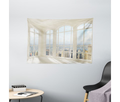 White Flat Modern Wide Tapestry