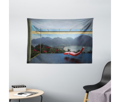 Tropical Island Flowers Wide Tapestry