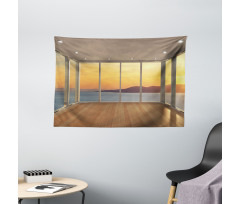 House with Mountain Ocean Wide Tapestry