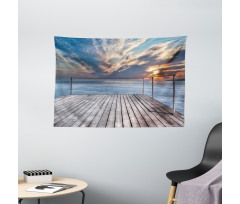 Sea View Terrace Sunset Wide Tapestry