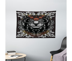 Jungle Emperor Lion Frame Wide Tapestry