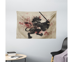Courage Lion Wide Tapestry