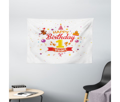 Party with Cones Bear Wide Tapestry