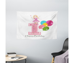 Best Wishes Pink Wand Wide Tapestry