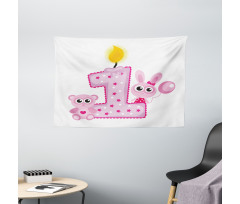 Girls Birthday Bunnies Wide Tapestry