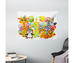 Safari Animal Birthday Wide Tapestry