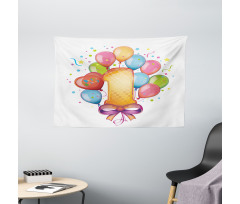 Vintage Kids Birthday Wide Tapestry