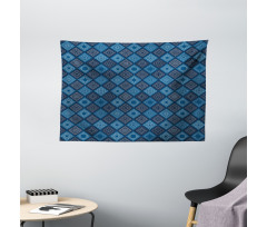 Detailed Squares Wide Tapestry