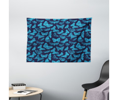 Hand Drawn Butterflies Wide Tapestry
