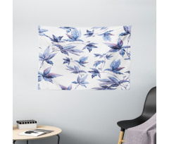 Watercolored Tree Leaves Wide Tapestry