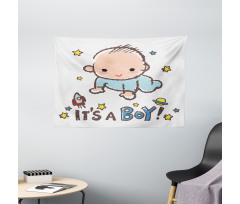 Baby Boy Gender Wide Tapestry