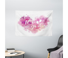 Hearts Pastel Girl Wide Tapestry