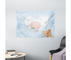 Baby Boy Teddy Bear Wide Tapestry