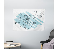 Its a Boy Paintbrush Wide Tapestry