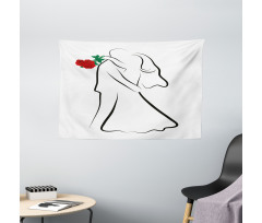 Silhouette Couple Wide Tapestry