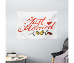 Just Married Rose Rings Wide Tapestry