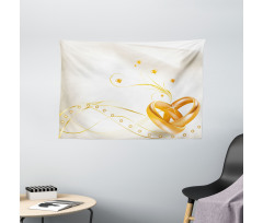 Rings Heart 3D Style Wide Tapestry