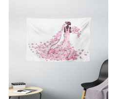 Floral Bridal Gown Wide Tapestry
