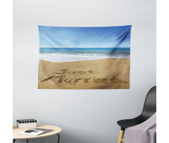 Just Married on Sand Wide Tapestry